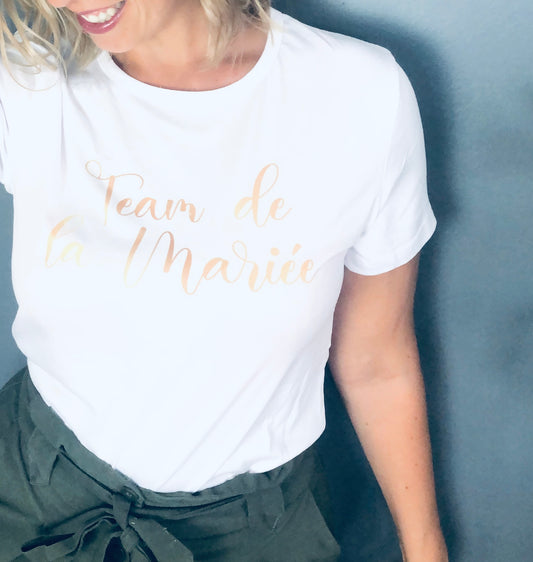 T-shirt EVJF Blanc - Team de la Mariée (script) - Maelle